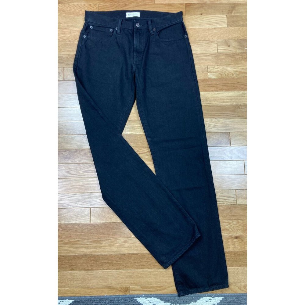 *New GAP Straight Leg Jeans Mens 31X34 Black Cotton Casual Denim Pant 5 Pocket